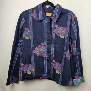Hearts Of Palm Top Woman's Size 12 Vintage Denim Embroidered Button Down